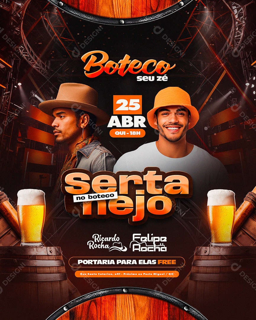 Flyer Boteco seu Zé no Boteco Sertanejo Ricardo Rocha Felipe Rocha Social Media PSD Editável