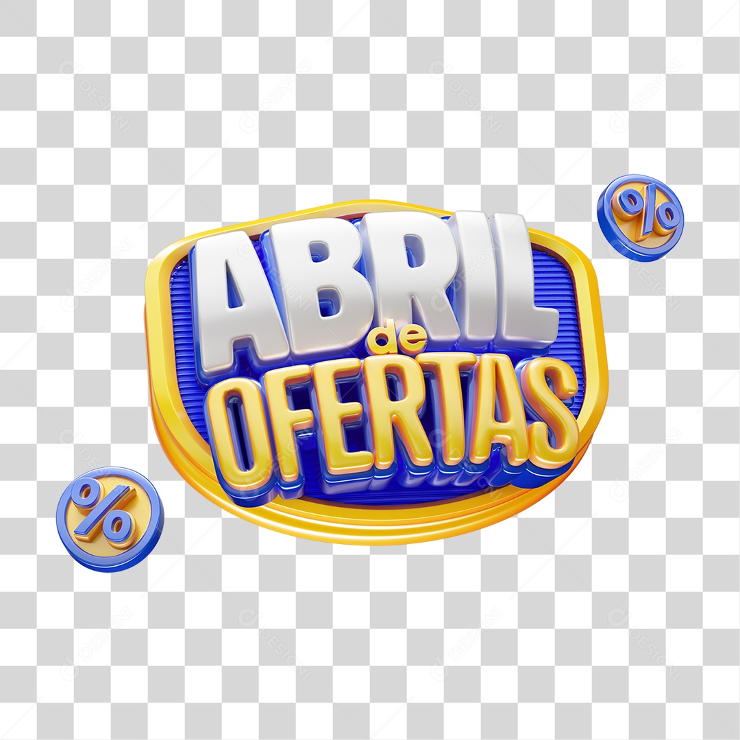 Selo 3D Abril de Ofertas PNG Transparente