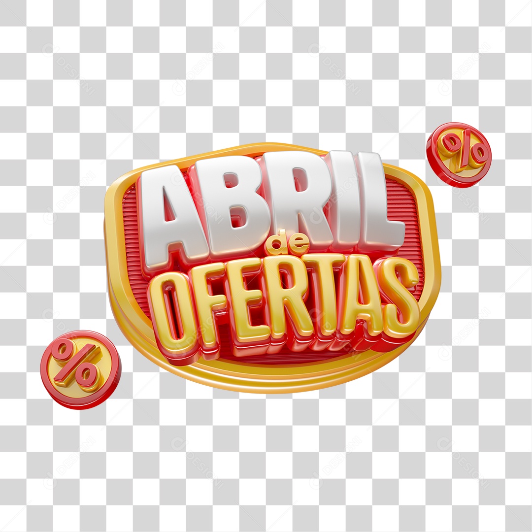 Selo 3D Abril de Ofertas PNG Transparente