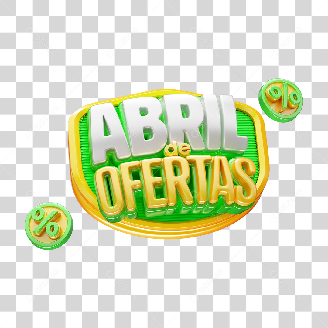 Selo 3D Abril de Ofertas PNG Transparente