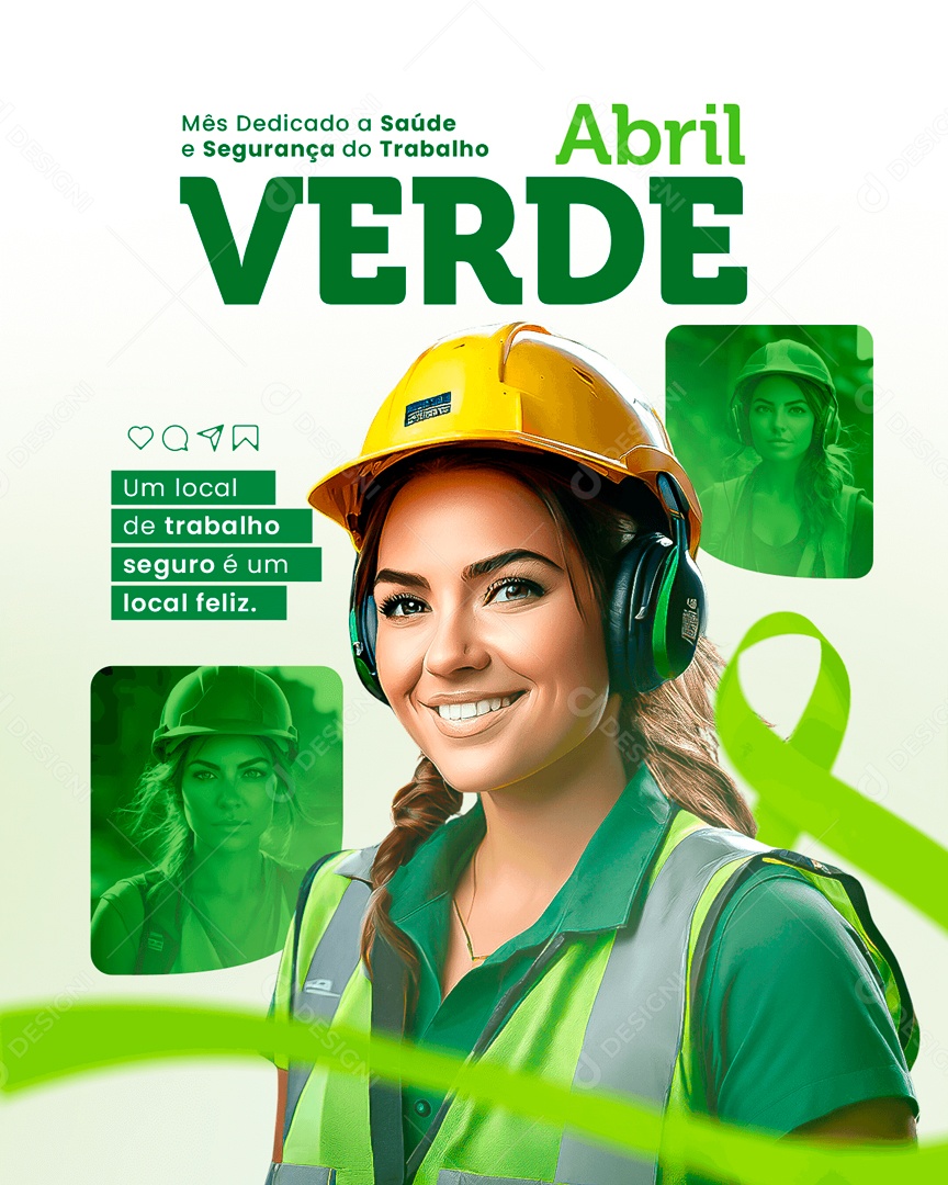 Abril Verde um Local de Trabalho Seguro Social Media PSD Editável
