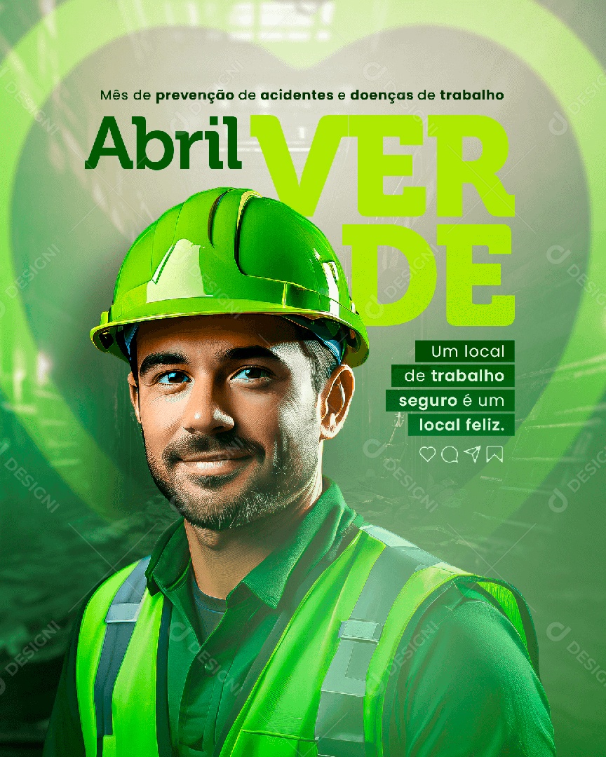 Abril Verde Local de Trabalho Seguro Social Media PSD Editável