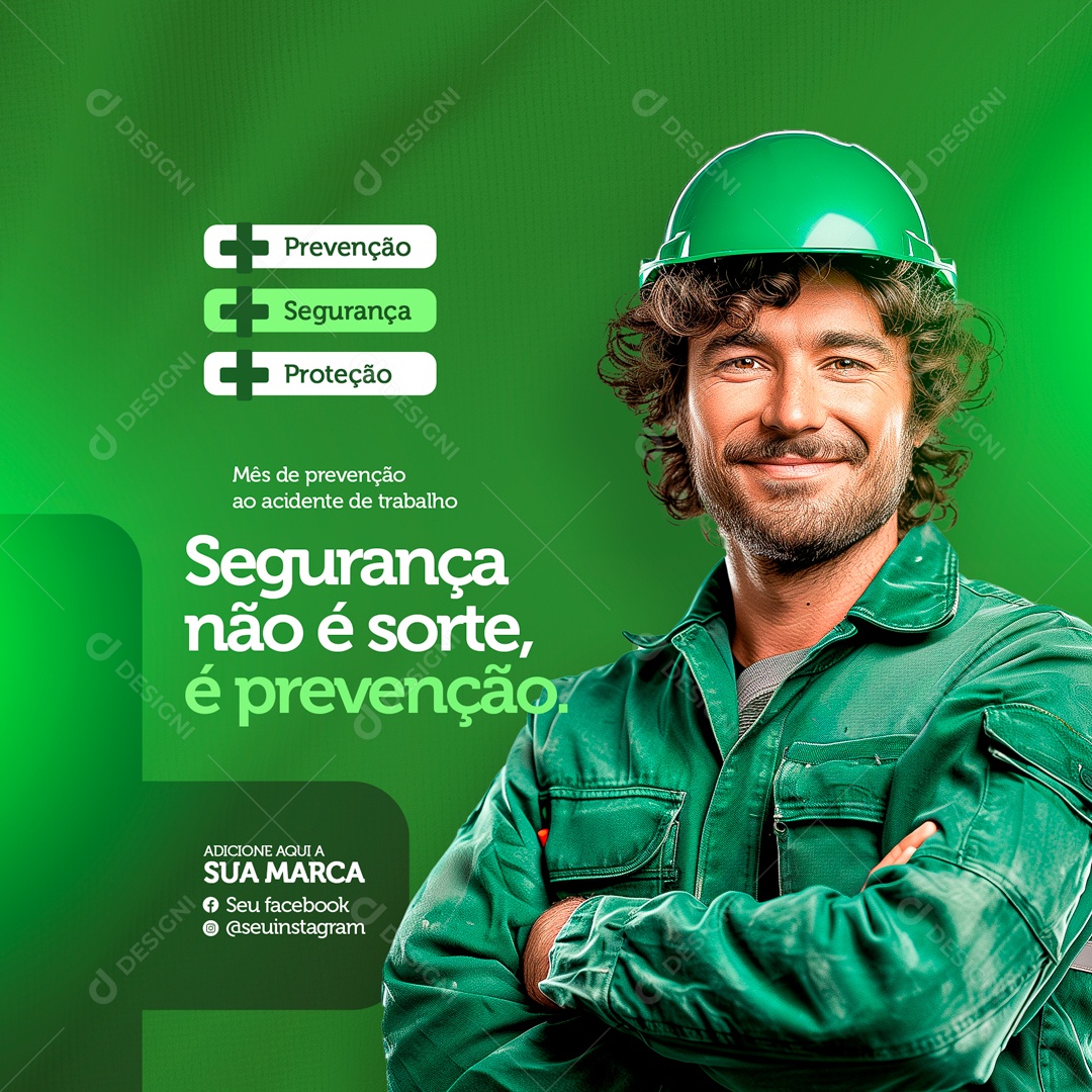 Abril Verde Mês de Prevenção ao Acidente de Trabalho Social Media PSD Editável