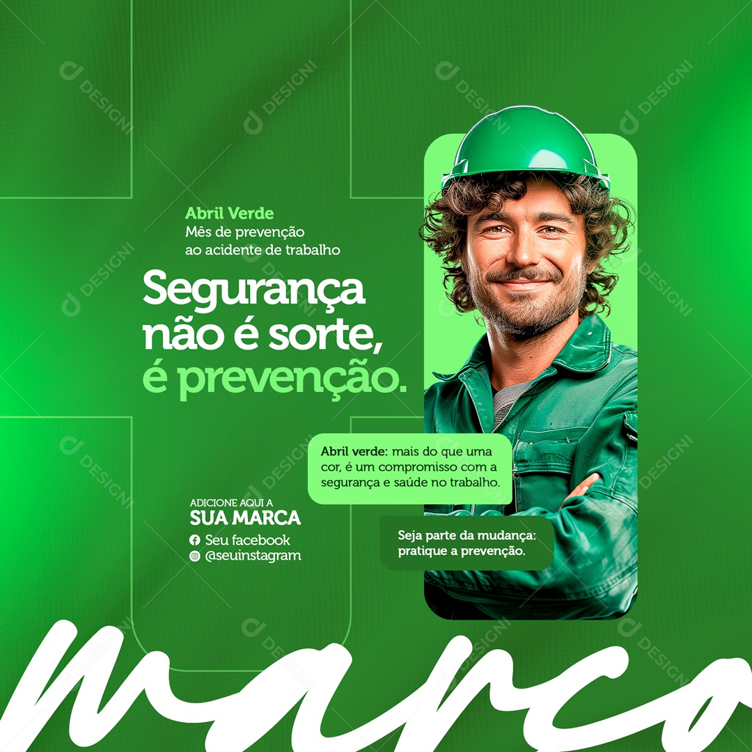 Abril Verde Seja Parte Pratique a Prevenção Social Media PSD Editável