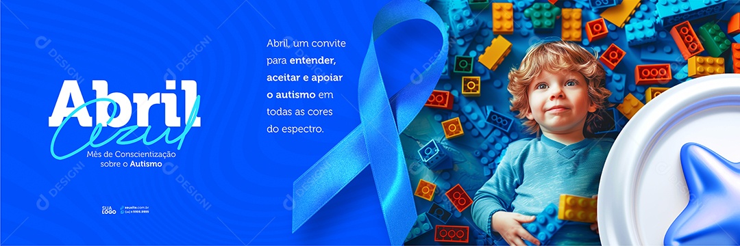 Carrossel Abril Azul Um Convite para Entender Aceitar e Apoiar Social Media PSD Editável