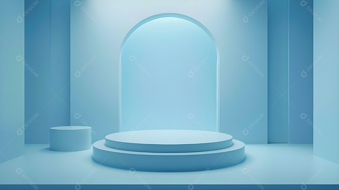 Pódio mesa redonda base azul claro mesa quadrada simples