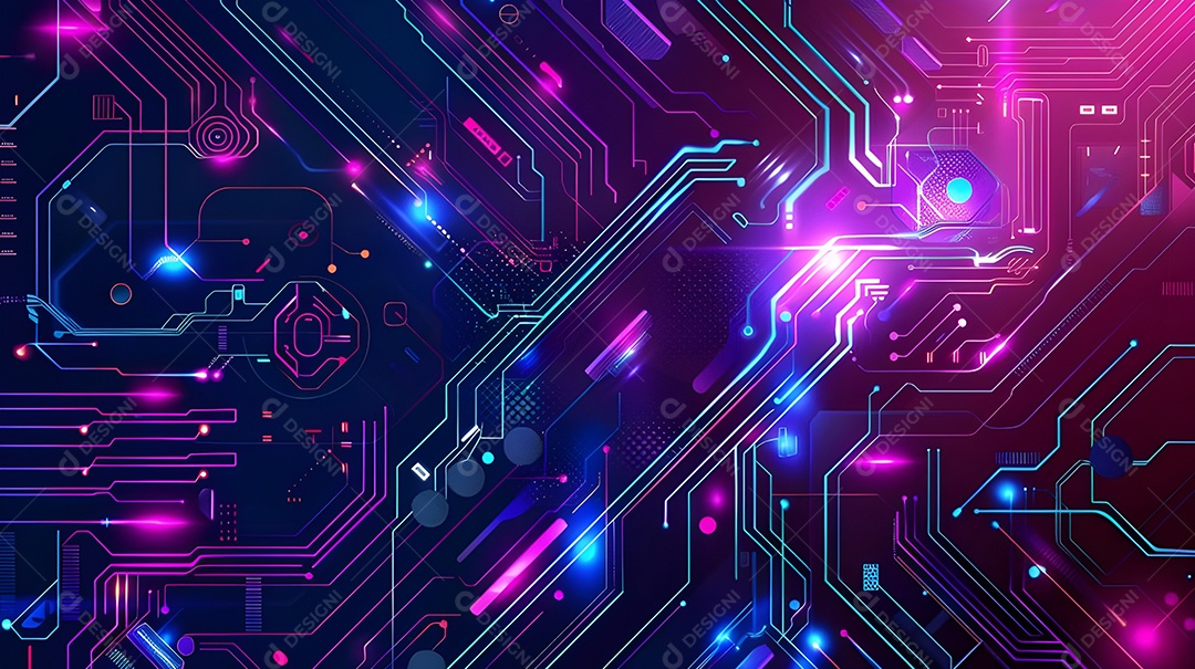 Design de UI plano neon cor gradiente azul e roxo