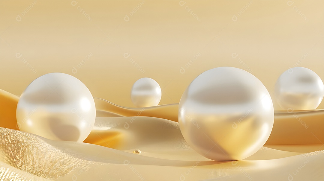 Cenário de bolas douradas e brancas