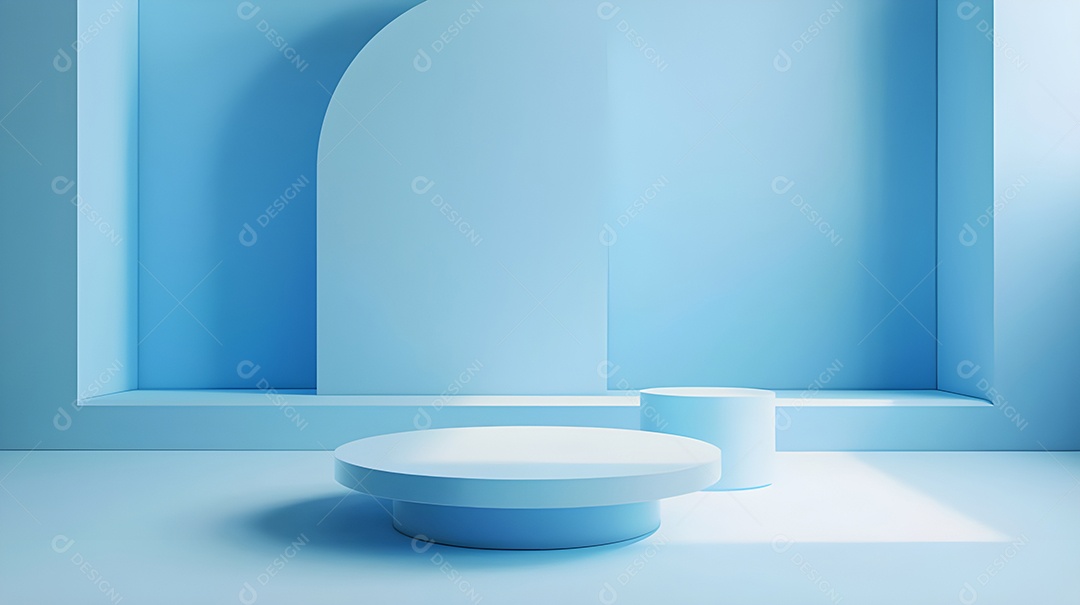 Um mine pódio azul vázio