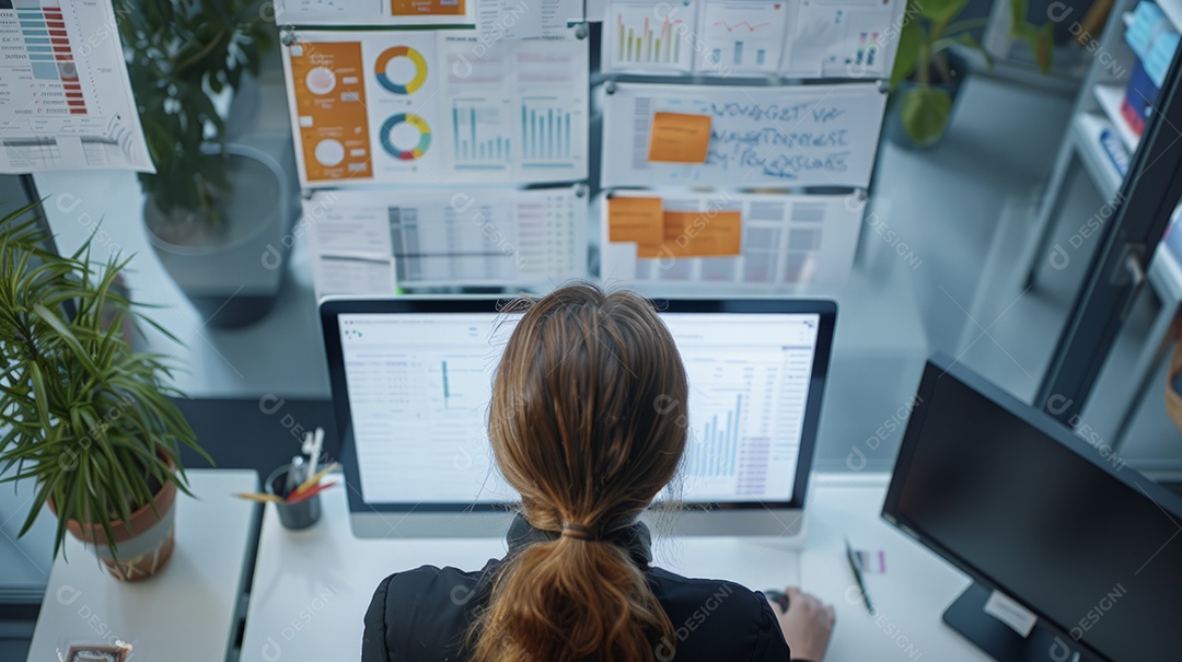 Analisando perfis de candidatos no computador com quadro de métricas de desempenho