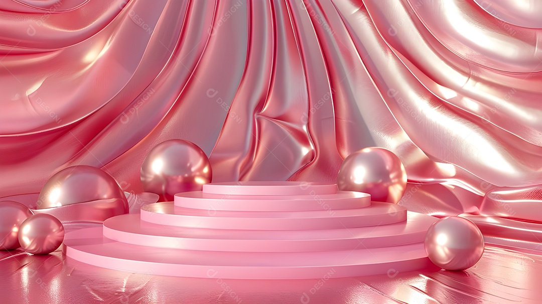 Palco com decoração rosa prateada