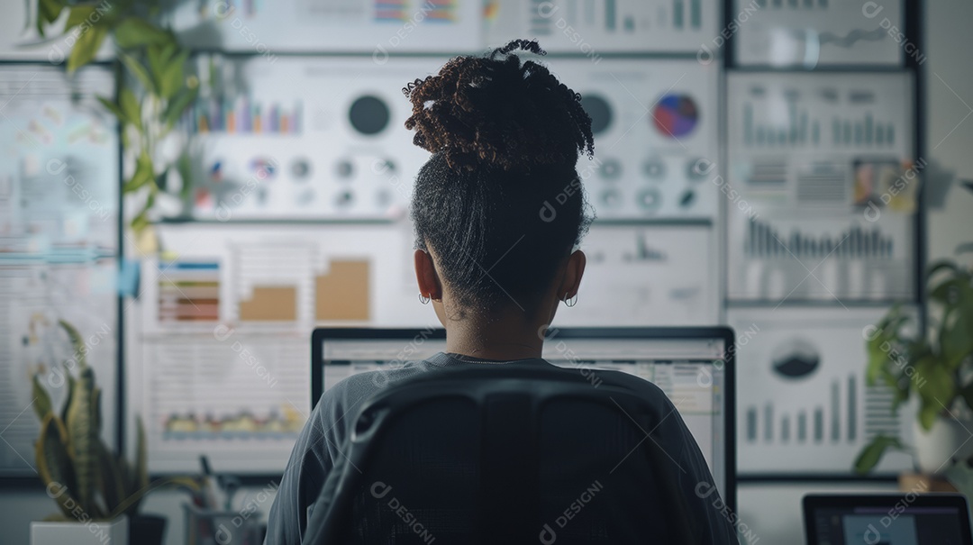 Mulher analisando e recrutando perfis de candidatos em back office