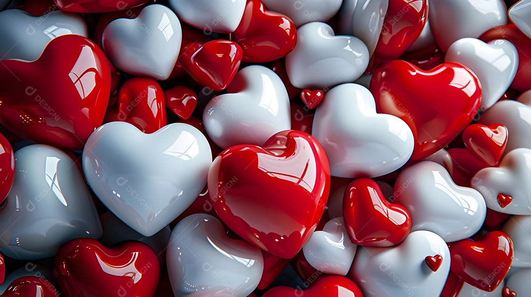 Corações brancos e vermelhos para decoração