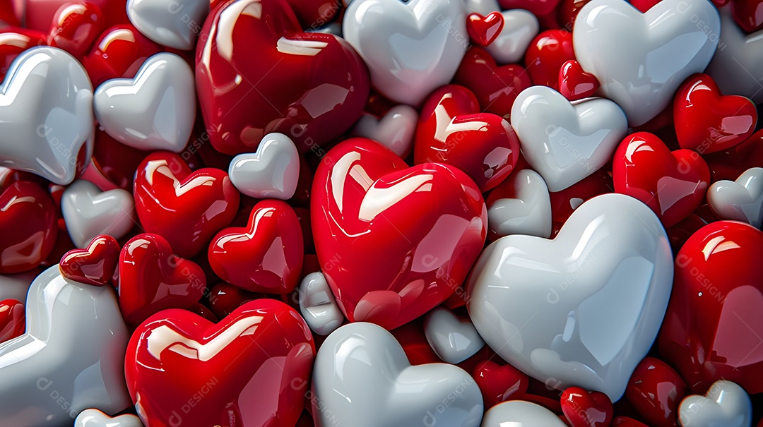Corações brancos e vermelhos para decoração