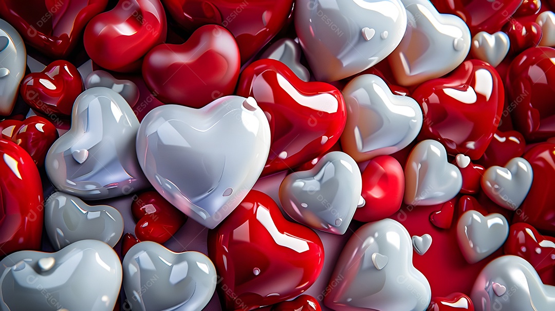 Corações brancos e vermelhos para decoração