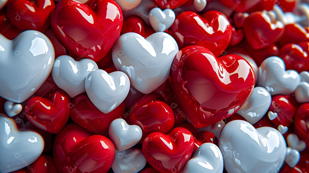 Corações brancos e vermelhos para decoração