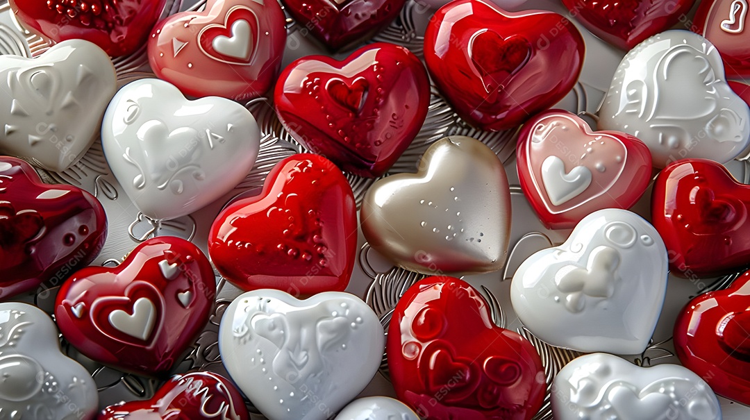 Corações brancos e vermelhos para decoração