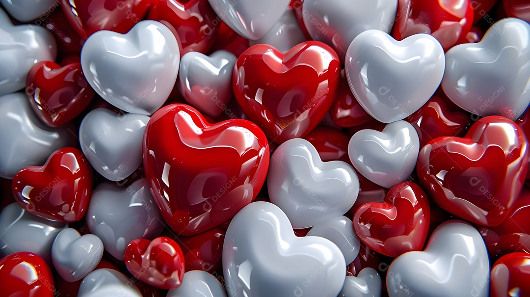 Corações vermelhos e brancos para decoração