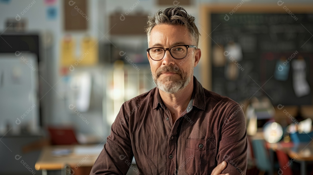Professor em uma sala de aula seu ambiente de trabalho