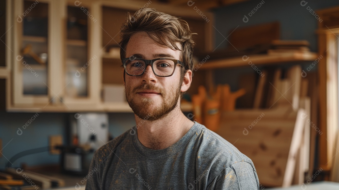 Homem carpinteiro instalando armários de cozinha em reformas residenciais