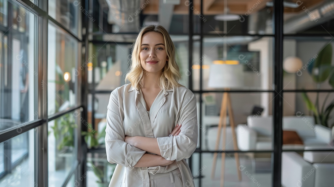 Mulher profissional de RH em um escritório corporativo moderno