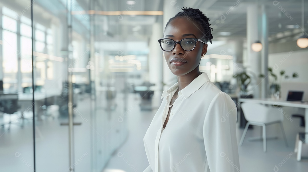 Mulher negra charmosa empresária em um escritório