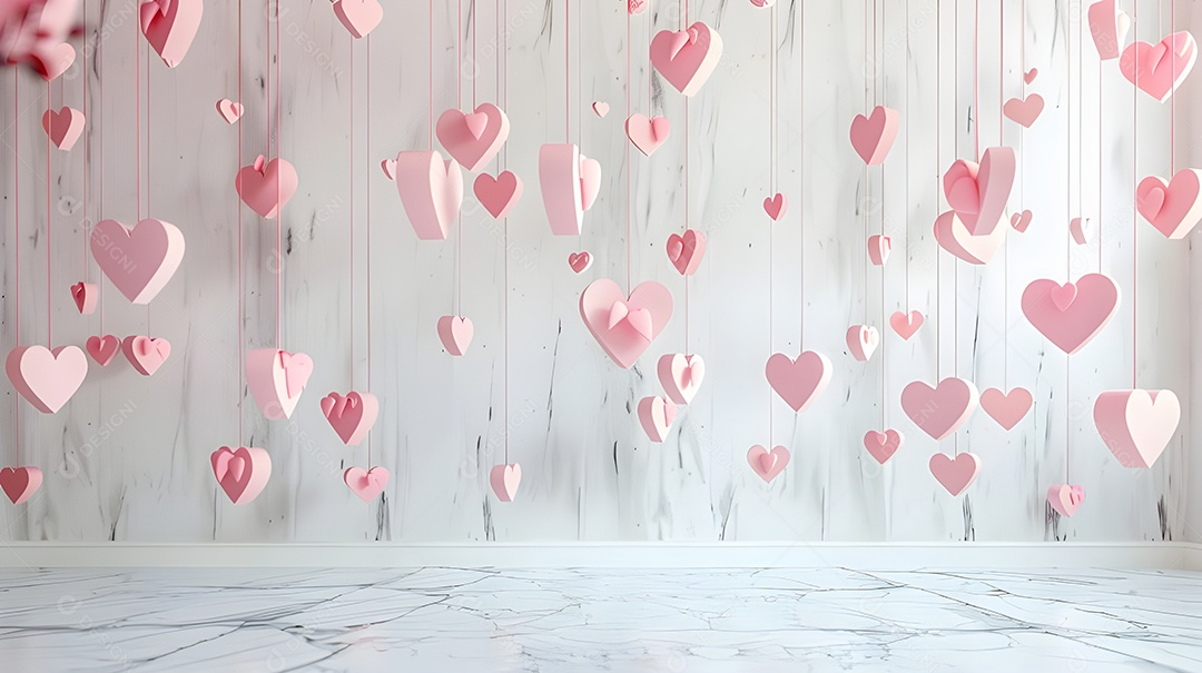 Decoração de corações pendurados