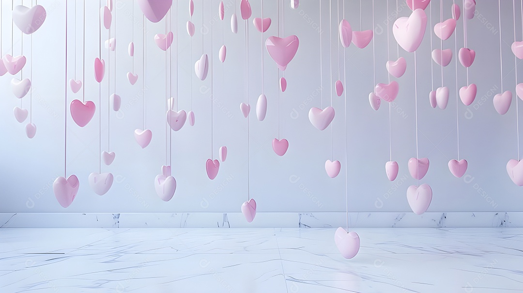 Linhas com coração pendurado para decoração