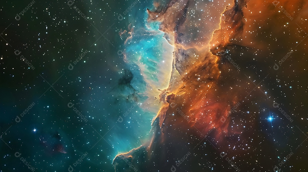 Céu lindo com estrelas e aurora boreal