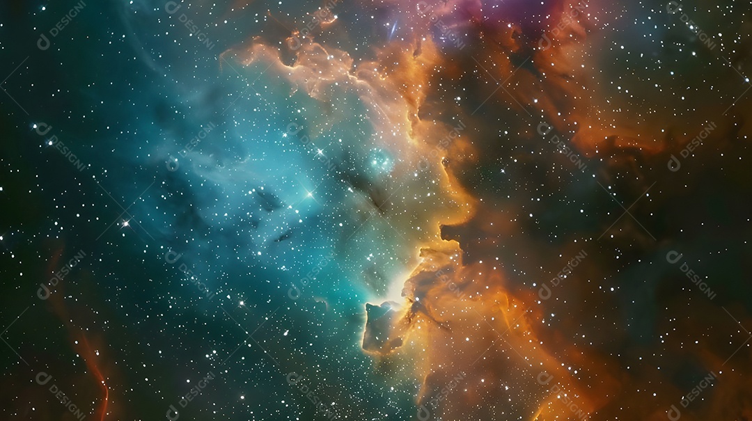 Céu lindo com estrelas e aurora boreal