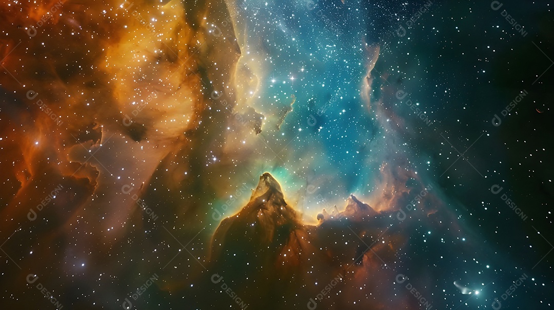 Céu lindo com estrelas e aurora boreal