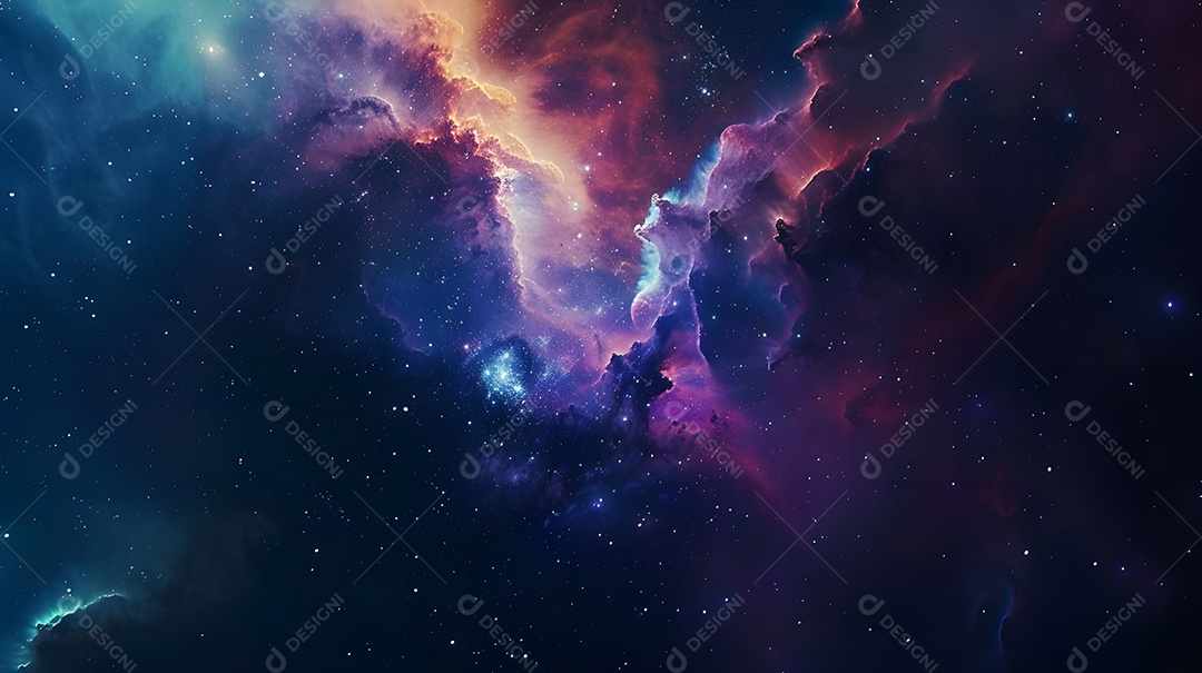 Céu lindo aurora boreal e estrelas