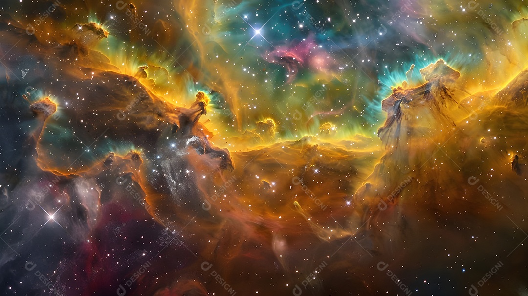 Céu estrelado com aurora boreal