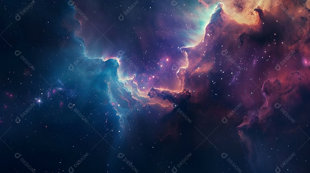 Espaço estrelado com aurora boreal