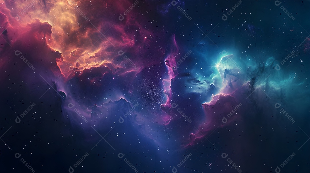 Galáxia com cometas e aurora boreal