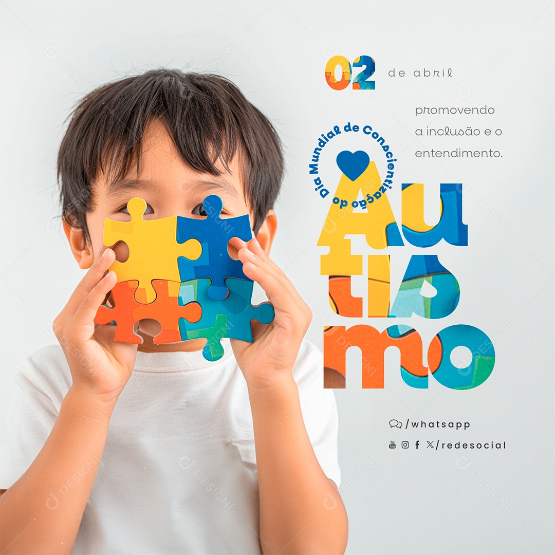 Dia Mundial da Conscientização do Autismo 02 de Abril Social Media PSD Editável