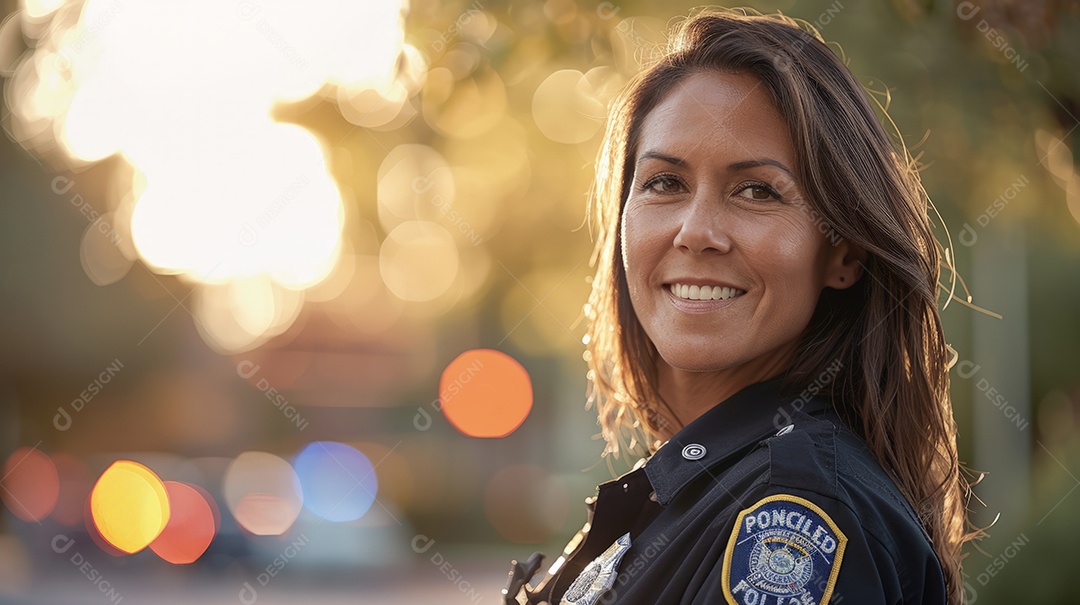 Mulher linda fardada para seu trabalho na policia