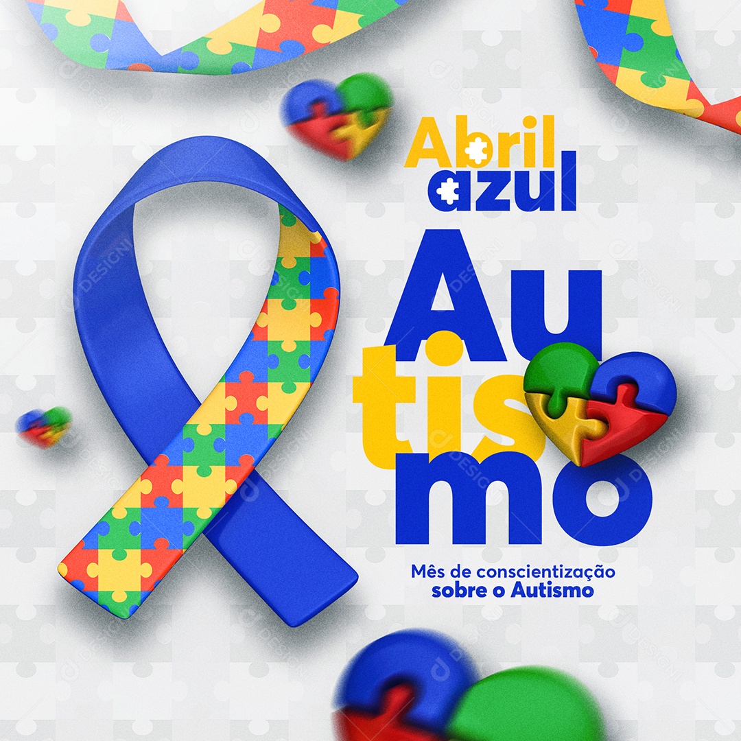 Abril Azul Mês de Conscientização Sobre o Autismo Social Media PSD Editável