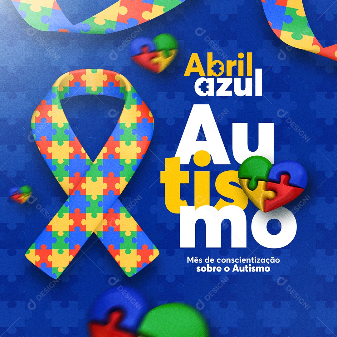 Abril Azul Autismo Mês de Conscientização Sobre o Autismo Social Media PSD Editável