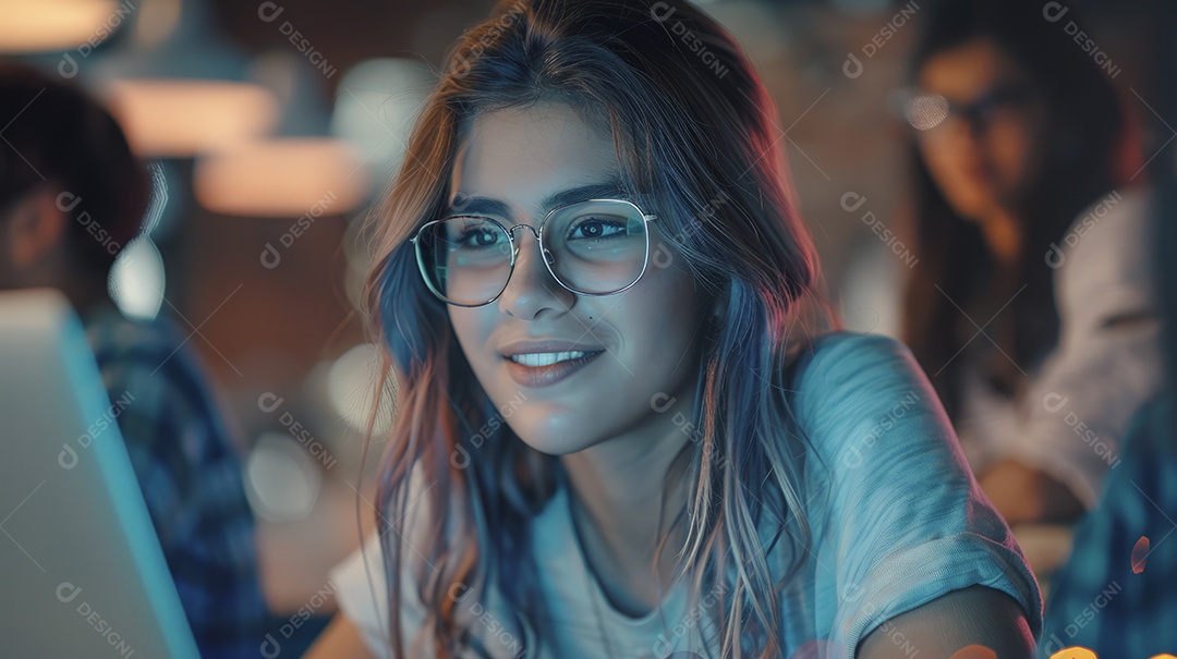 Aluna editando video no laptop para seus canais e trabalhos universitário