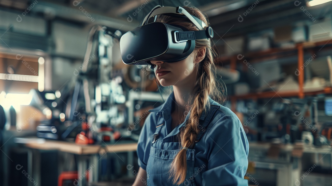 Aluna experimentando realidade virtual