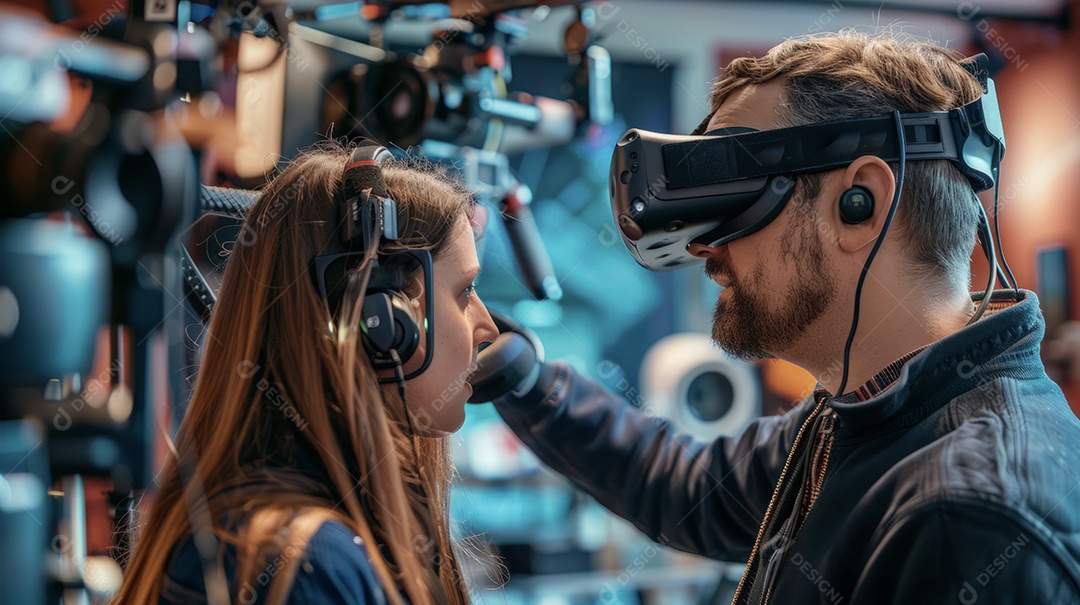 Alunos experimentando realidade virtual