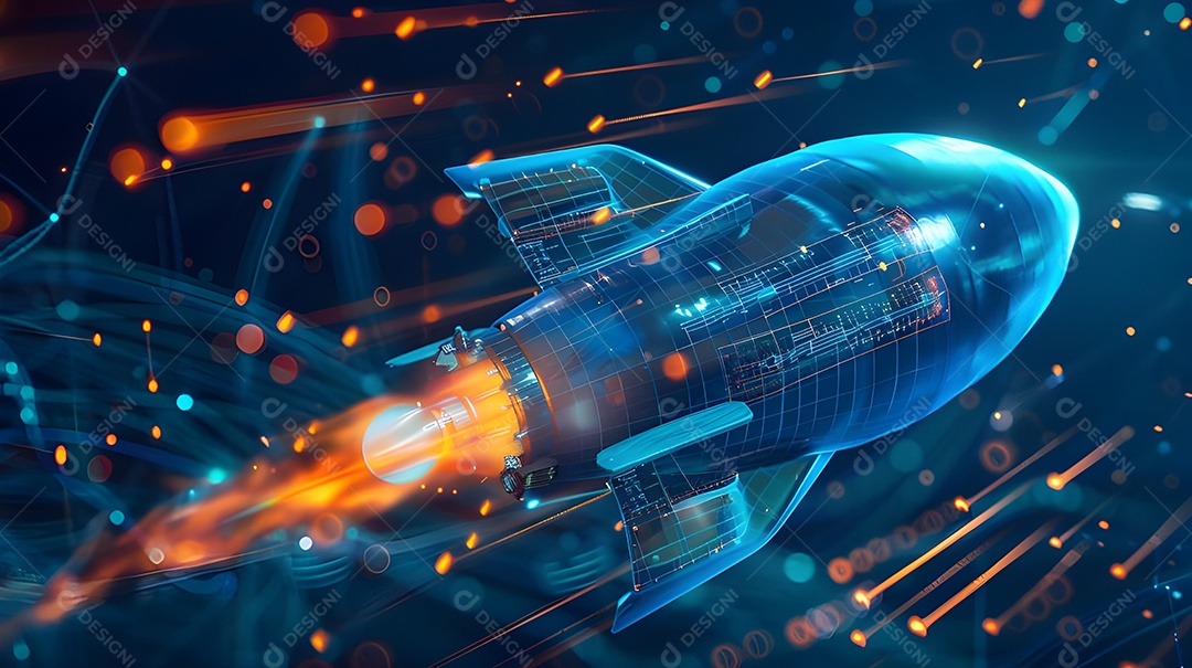 Foguete espacial sobrevoando a terra