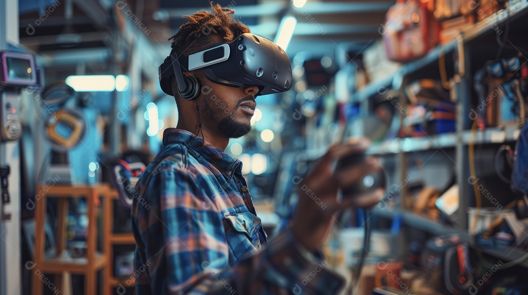 Aluno experimentando realidade virtual