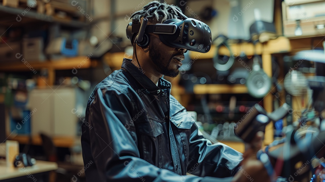 Aluno experimentando realidade virtual