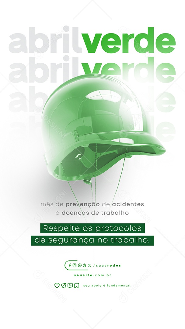 Story Abril Verde Respeite os Protocolos de Segurança no Trabalho Social Media PSD Editável
