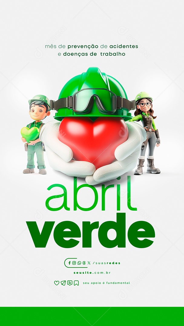 Story Abril Verde Mês de Prevenção de Acidentes e Doenças de Trabalho Social Media PSD Editável