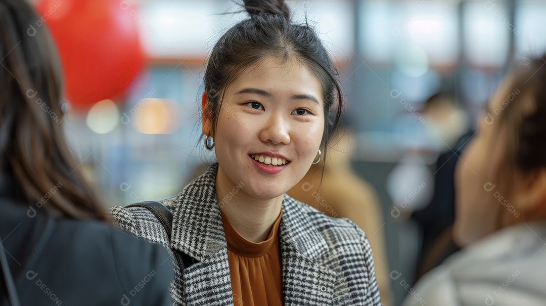 Pessoas conversando em conferência de tecnologia científica