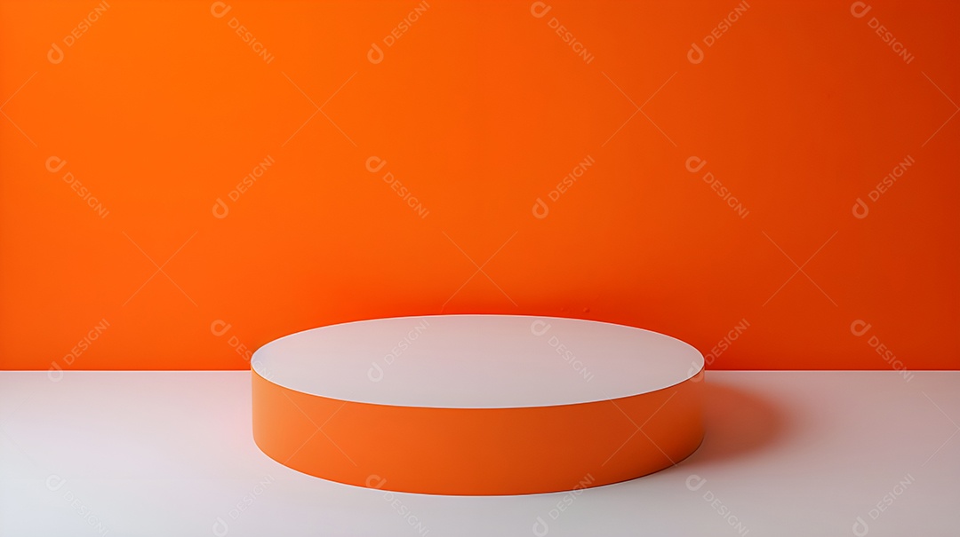 Decoração de um pódio alaranjado e branco