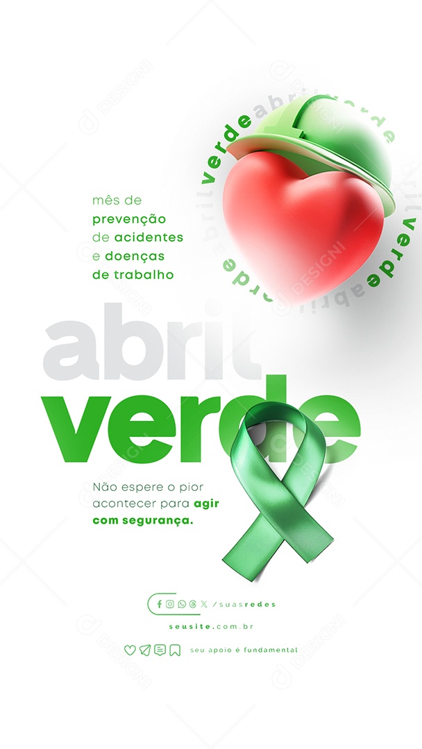 Story Abril Verde Mês de Prevenção de Acidentes e Doenças de Trabalho Social Media PSD Editável
